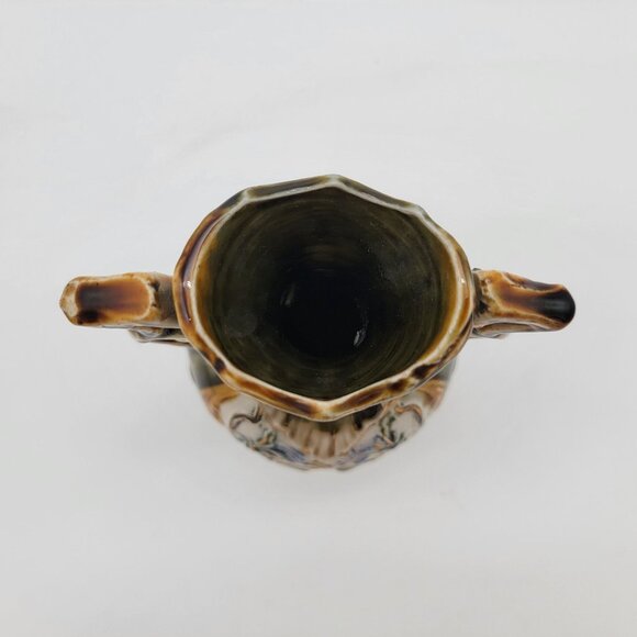 Antique Majolica Pottery Vase with Handles - Picture 4 of 6